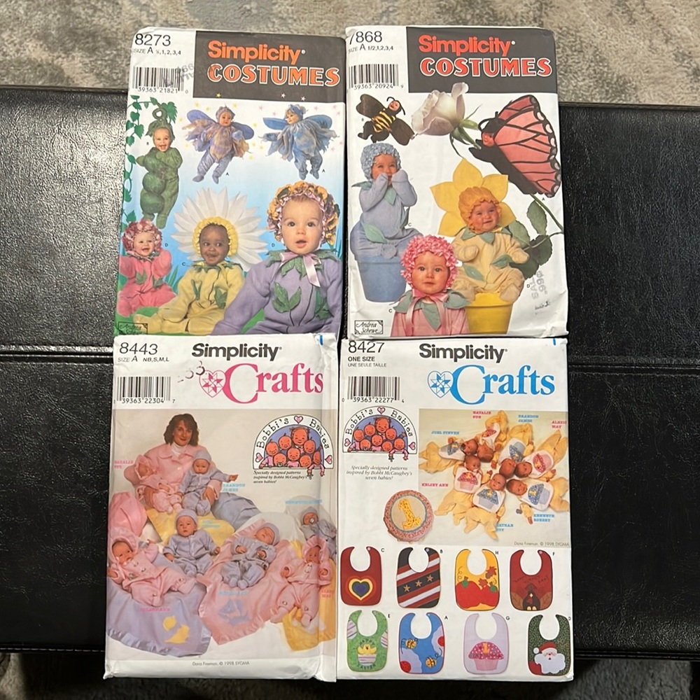 VTG Y2K Simplicity Sewing Patterns Baby Clothes Halloween Costume Bibs Craft DIY